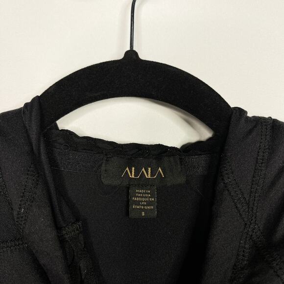 Alala Small Black Mesh Pieced Hoodie Long Sleeve Athleisure Sweatshirt Hood - Picture 8 of 10